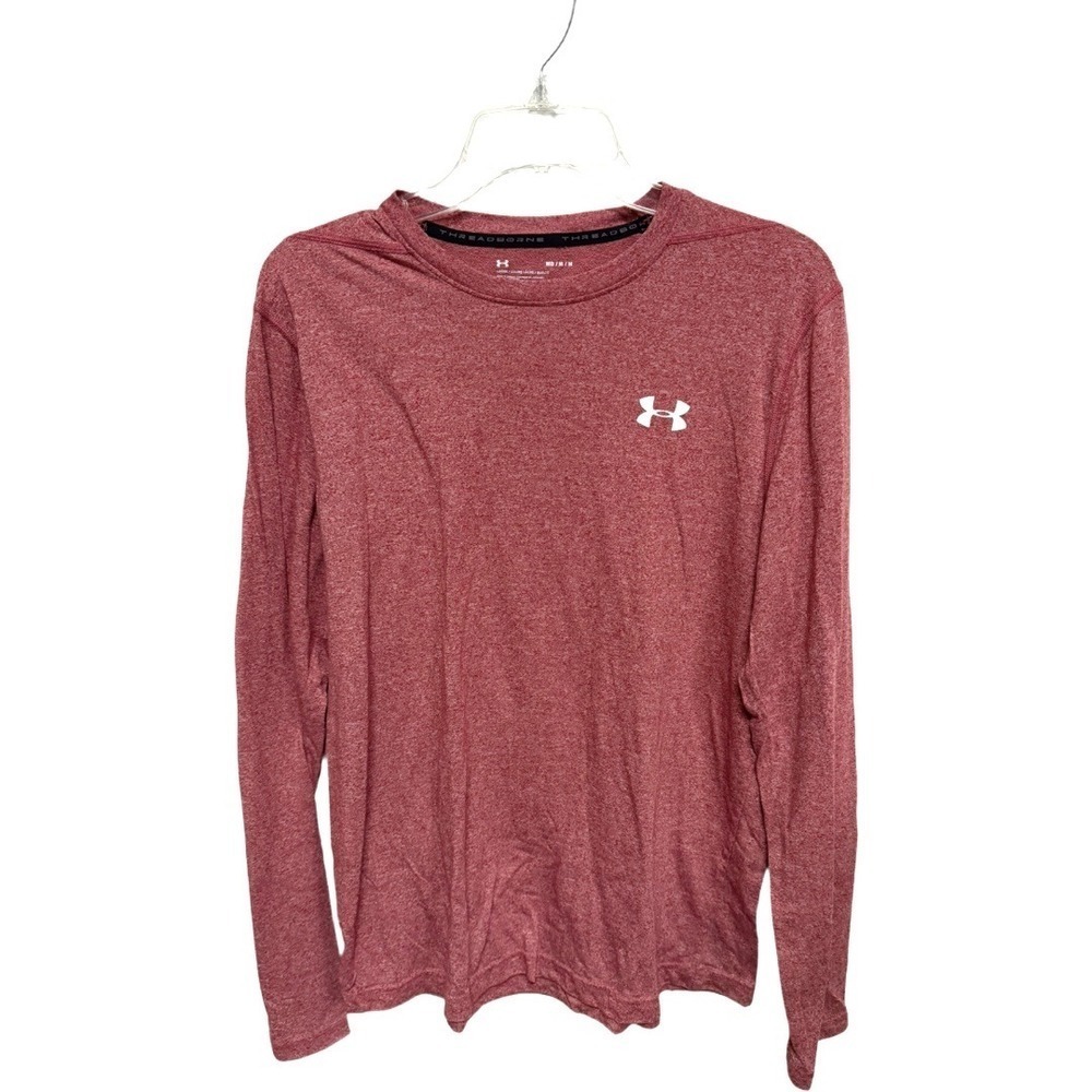 Under Armour HeatGear Men's Medium Threadborne Loose Tee Red Logo Long Sleeve